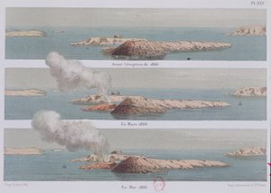 The Eruption of the Georgios Volcano, Illustration from Santorini and Its Eruptions, Engraved by Eugene Ciceri by Ferdinand Fouque